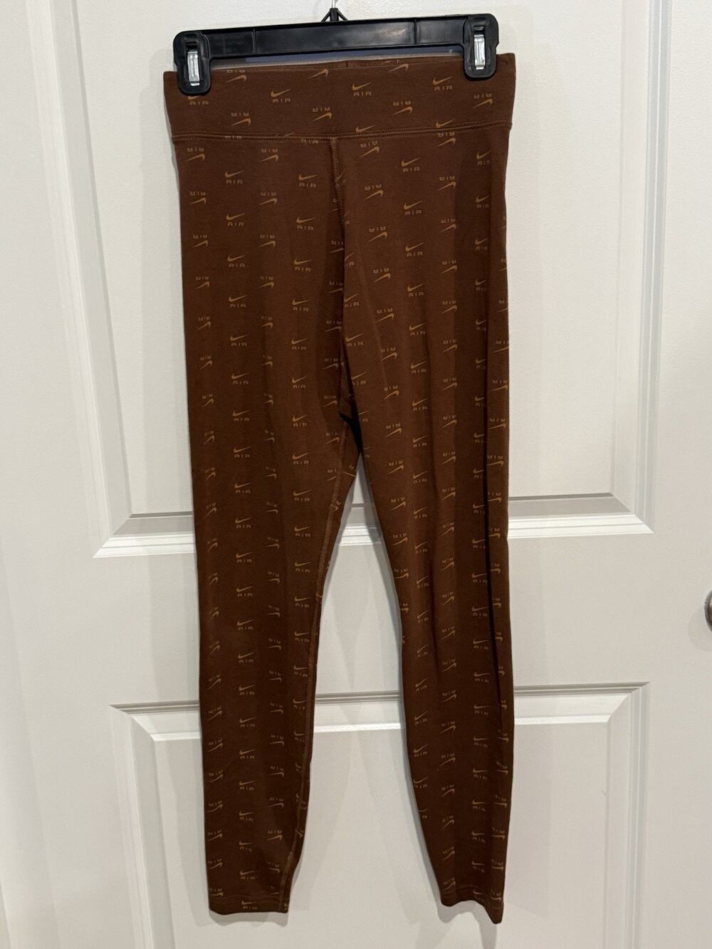 Womens Nike Air High-Rise Logo Printed Athletic Leggings Skinny Brown Sz Small